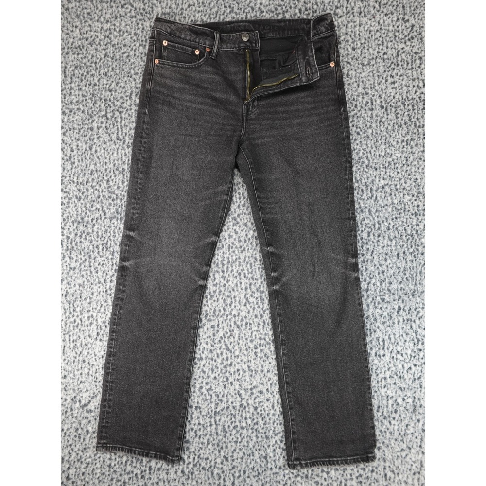American Eagle Jeans Mens 31x32 Black Relaxed Straight Faded Denim Pants 11754